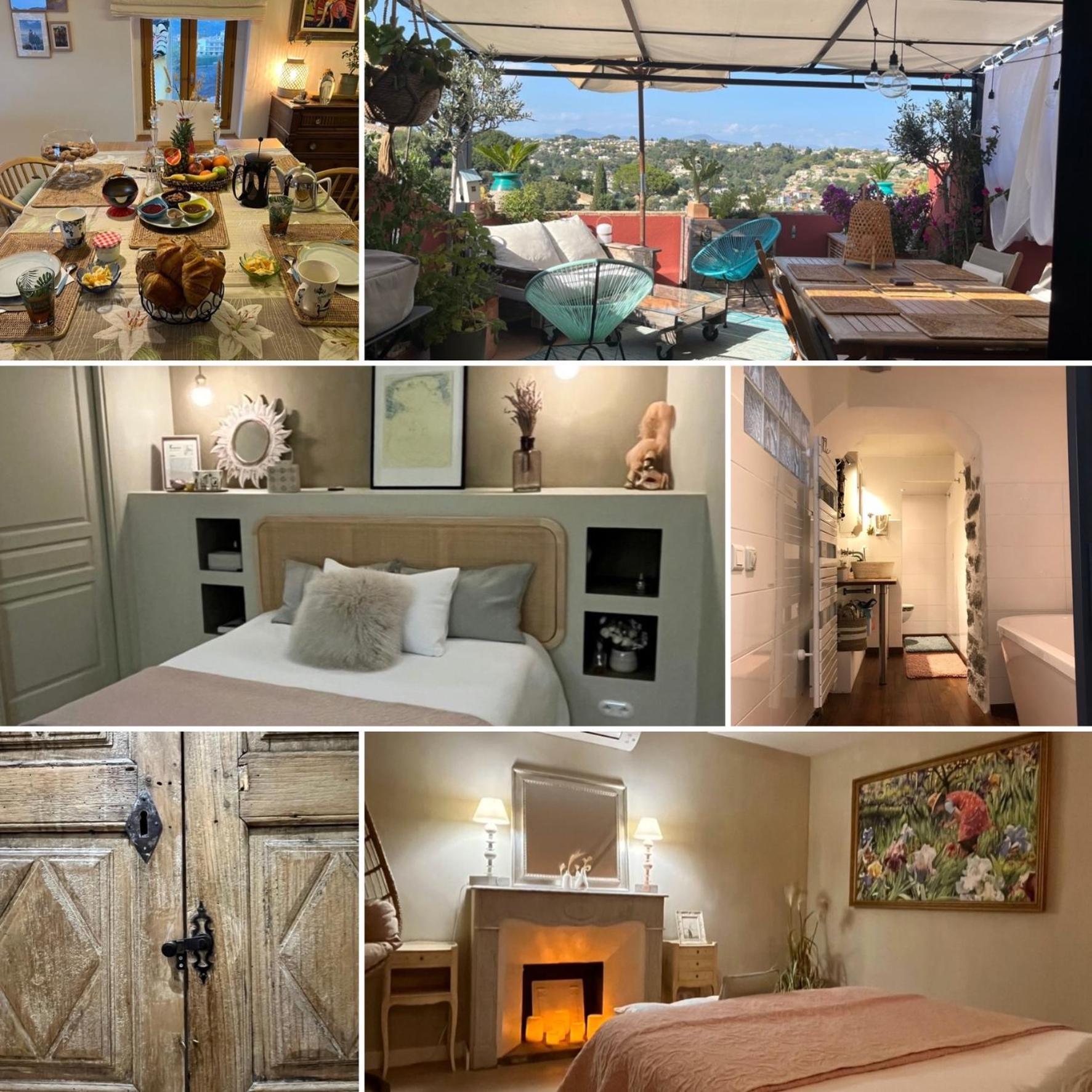 Bed & Breakfast Les Hauts De Cagnes Vue Mer Et Montagne Apartment Bagian luar foto